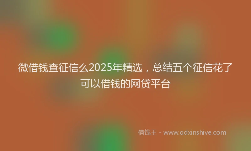微借钱查征信么2025年精选，总结五个征信花了可以借钱的网贷平台