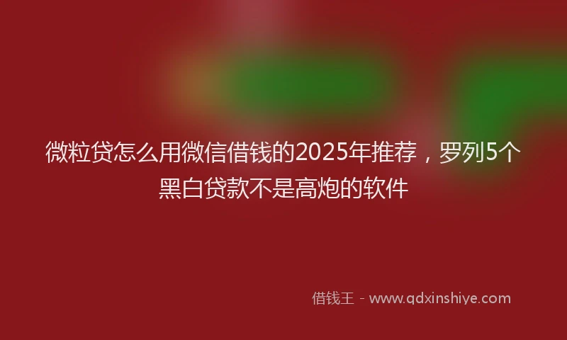 微粒贷怎么用微信借钱的2025年推荐，罗列5个黑白贷款不是高炮的软件