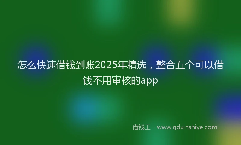 怎么快速借钱到账2025年精选，整合五个可以借钱不用审核的app