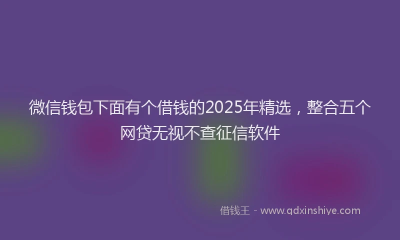 微信钱包下面有个借钱的2025年精选，整合五个网贷无视不查征信软件