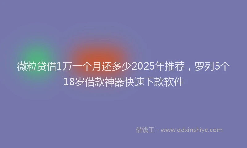 微粒贷借1万一个月还多少2025年推荐，罗列5个18岁借款神器快速下款软件