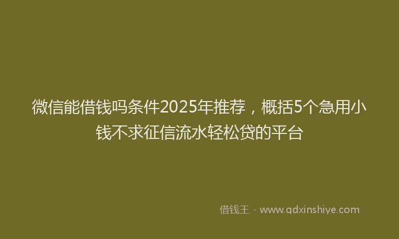微信能借钱吗条件2025年推荐，概括5个急用小钱不求征信流水轻松贷的平台