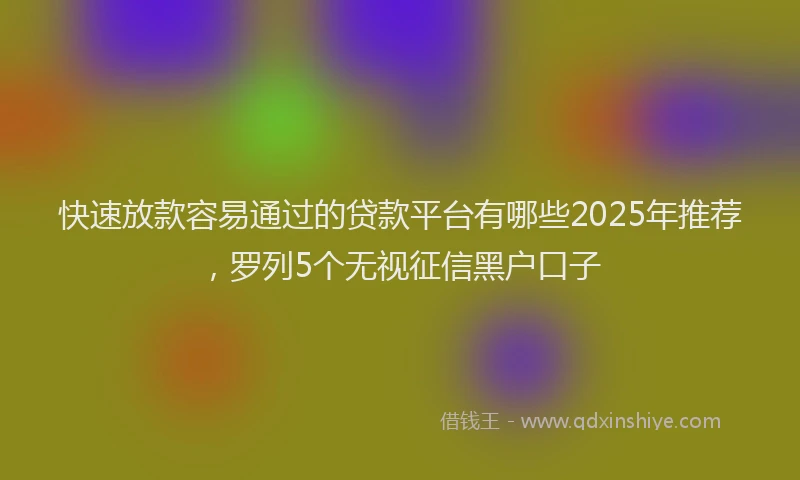 快速放款容易通过的贷款平台有哪些2025年推荐，罗列5个无视征信黑户口子