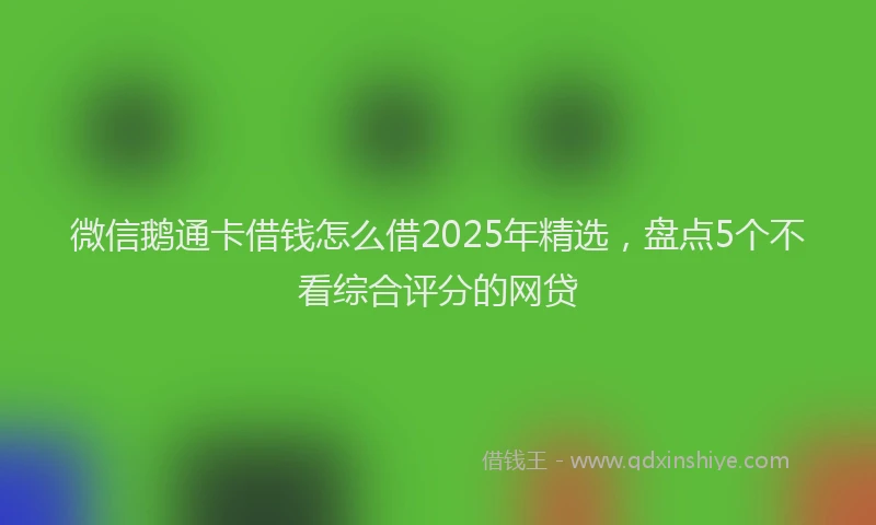 微信鹅通卡借钱怎么借2025年精选，盘点5个不看综合评分的网贷