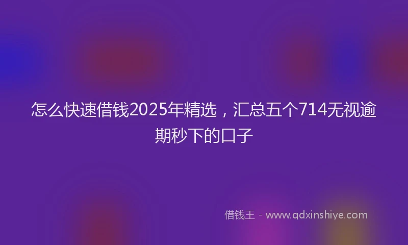 怎么快速借钱2025年精选，汇总五个714无视逾期秒下的口子