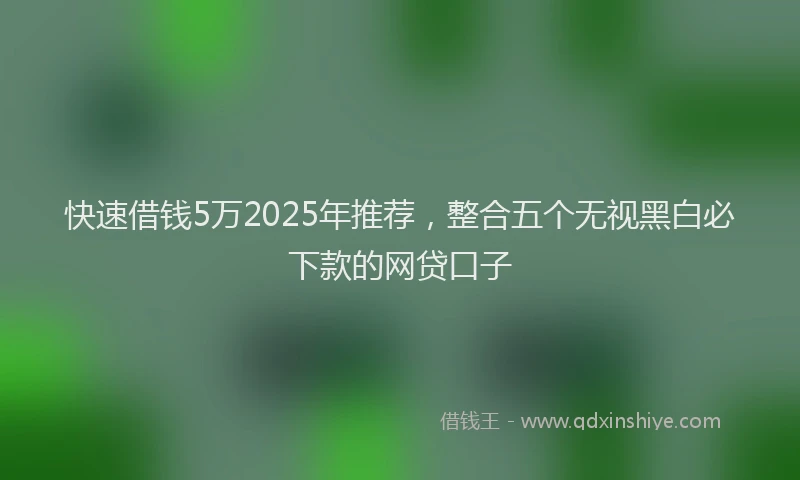 快速借钱5万2025年推荐，整合五个无视黑白必下款的网贷口子