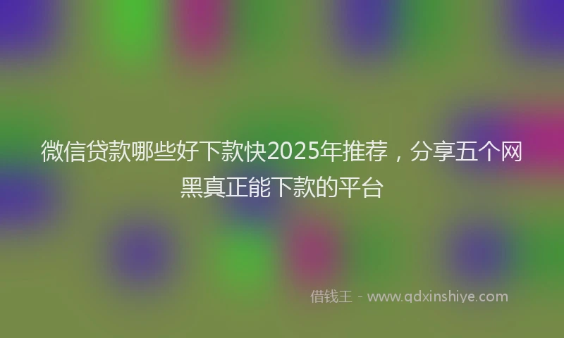 微信贷款哪些好下款快2025年推荐，分享五个网黑真正能下款的平台