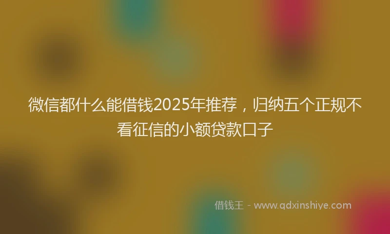 微信都什么能借钱2025年推荐，归纳五个正规不看征信的小额贷款口子