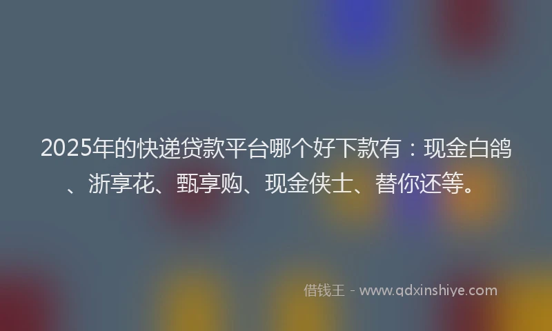 2025年的快递贷款平台哪个好下款有：现金白鸽、浙享花、甄享购、现金侠士、替你还等。