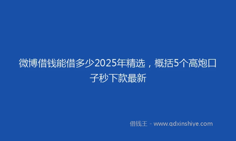 微博借钱能借多少2025年精选，概括5个高炮口子秒下款最新