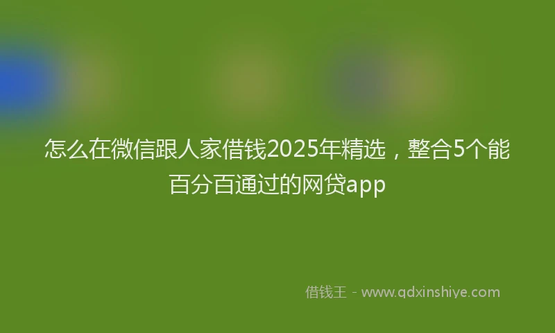 怎么在微信跟人家借钱2025年精选，整合5个能百分百通过的网贷app