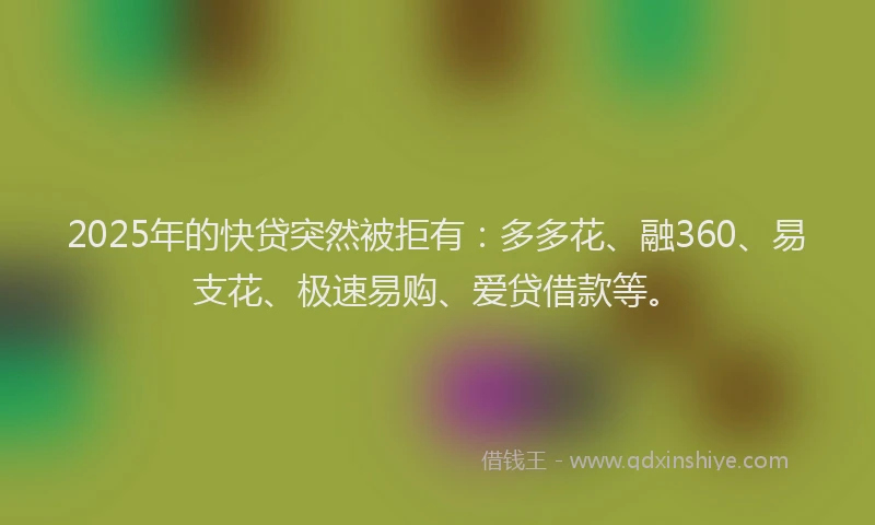 2025年的快贷突然被拒有：多多花、融360、易支花、极速易购、爱贷借款等。