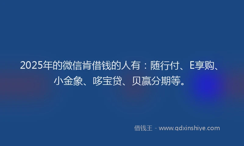 2025年的微信肯借钱的人有：随行付、E享购、小金象、哆宝贷、贝赢分期等。