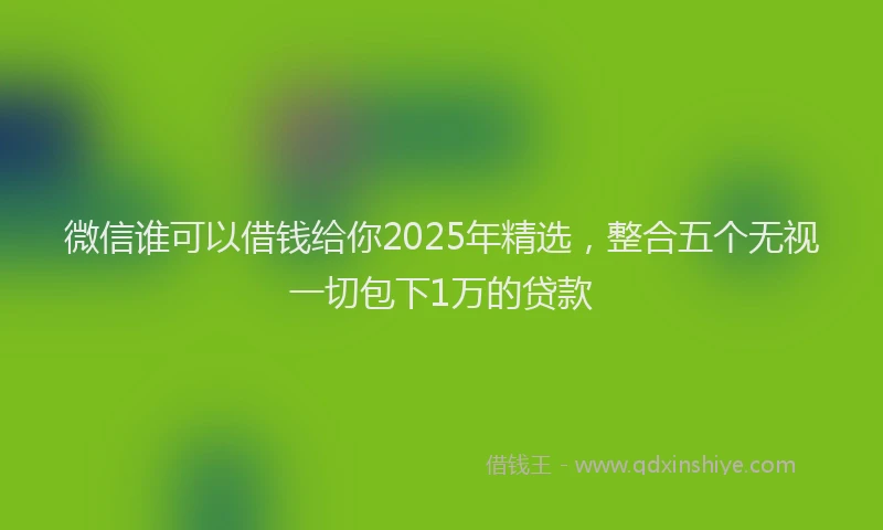 微信谁可以借钱给你2025年精选，整合五个无视一切包下1万的贷款