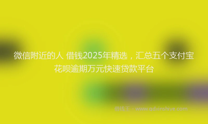 微信附近的人 借钱2025年精选，汇总五个支付宝花呗逾期万元快速贷款平台