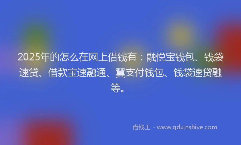 2025年的怎么在网上借钱有：融悦宝钱包、钱袋速贷、借款宝速融通、翼支付钱包、钱袋速贷融等。