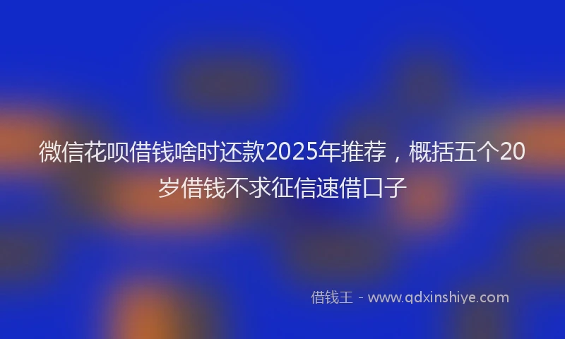 微信花呗借钱啥时还款2025年推荐，概括五个20岁借钱不求征信速借口子