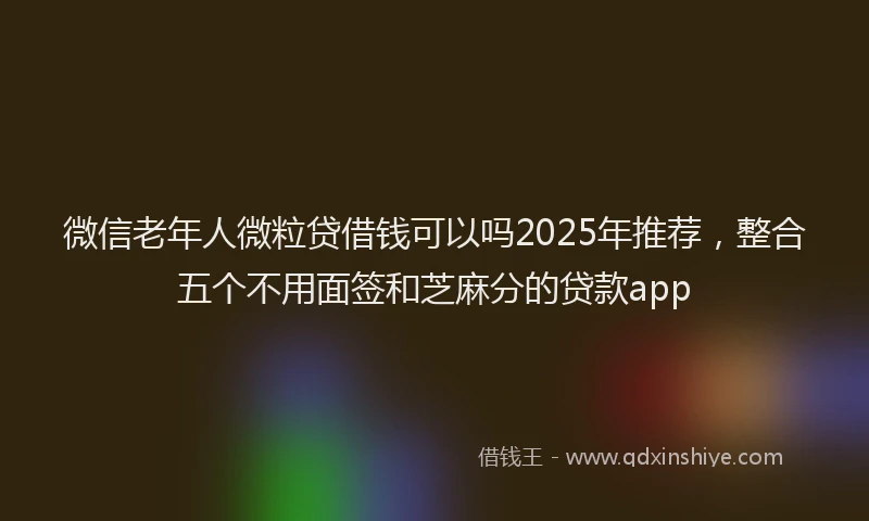 微信老年人微粒贷借钱可以吗2025年推荐，整合五个不用面签和芝麻分的贷款app