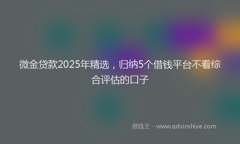微金贷款2025年精选，归纳5个借钱平台不看综合评估的口子