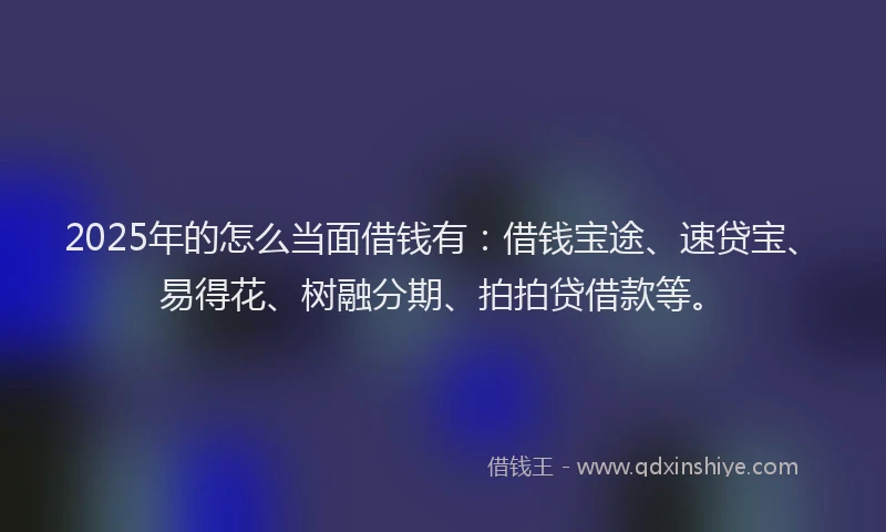 2025年的怎么当面借钱有：借钱宝途、速贷宝、易得花、树融分期、拍拍贷借款等。