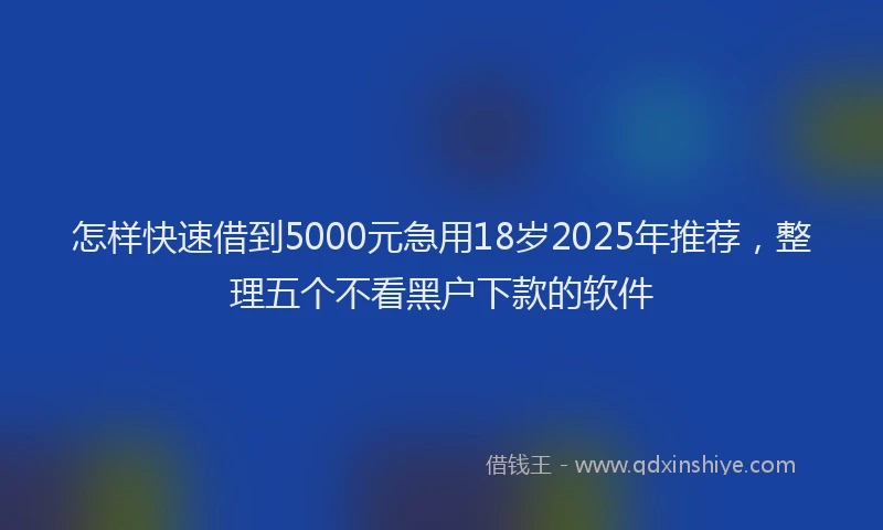 怎样快速借到5000元急用18岁2025年推荐，整理五个不看黑户下款的软件