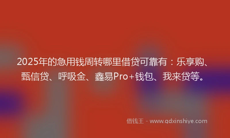 2025年的急用钱周转哪里借贷可靠有：乐享购、甄信贷、呼吸金、鑫易Pro+钱包、我来贷等。