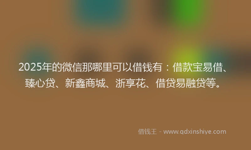 2025年的微信那哪里可以借钱有：借款宝易借、臻心贷、新鑫商城、浙享花、借贷易融贷等。