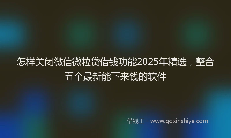 怎样关闭微信微粒贷借钱功能2025年精选，整合五个最新能下来钱的软件