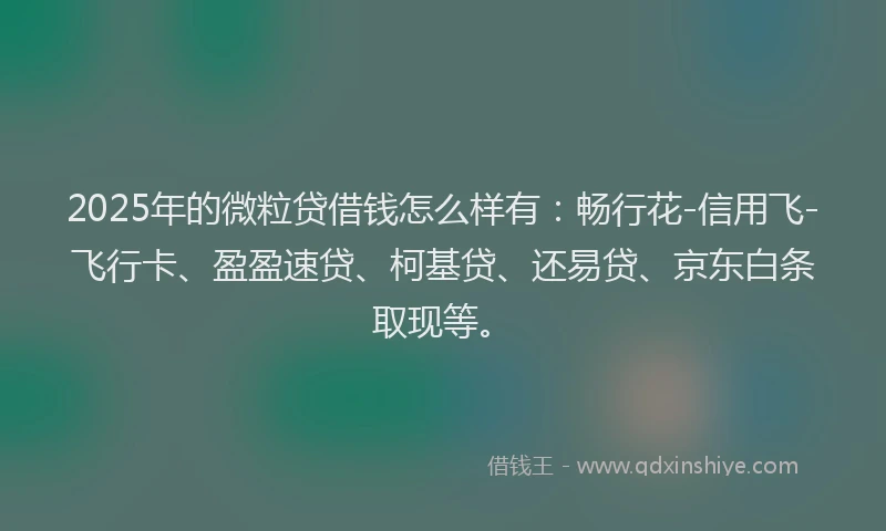 2025年的微粒贷借钱怎么样有：畅行花-信用飞-飞行卡、盈盈速贷、柯基贷、还易贷、京东白条取现等。