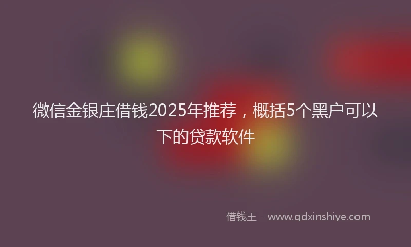 微信金银庄借钱2025年推荐，概括5个黑户可以下的贷款软件