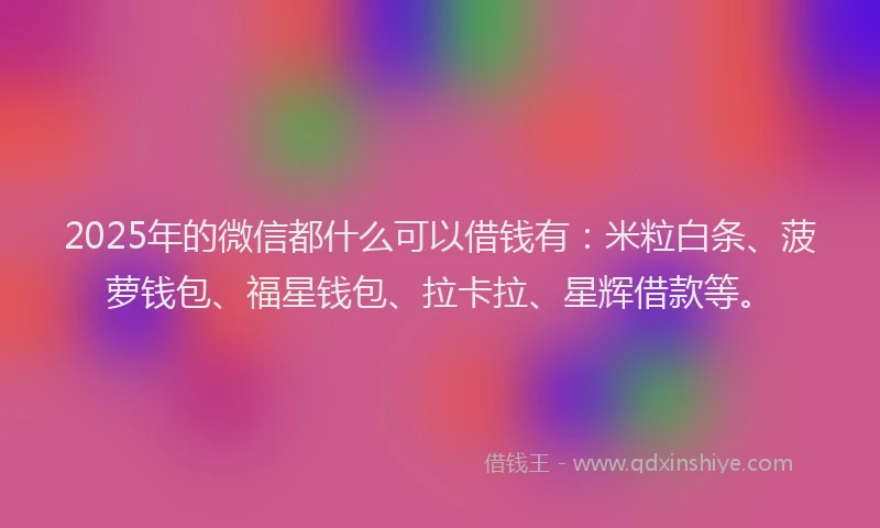 2025年的微信都什么可以借钱有：米粒白条、菠萝钱包、福星钱包、拉卡拉、星辉借款等。