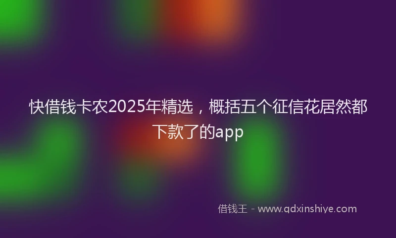 快借钱卡农2025年精选，概括五个征信花居然都下款了的app