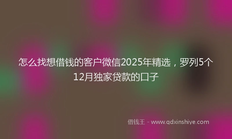 怎么找想借钱的客户微信2025年精选，罗列5个12月独家贷款的口子