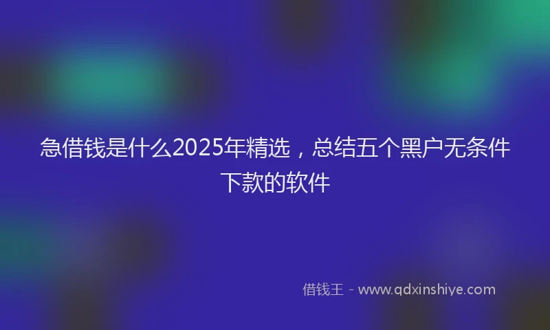急借钱是什么2025年精选，总结五个黑户无条件下款的软件