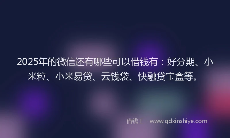 2025年的微信还有哪些可以借钱有：好分期、小米粒、小米易贷、云钱袋、快融贷宝盒等。