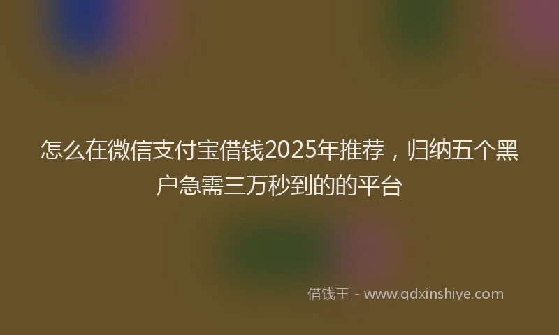 怎么在微信支付宝借钱2025年推荐，归纳五个黑户急需三万秒到的的平台