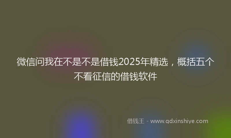 微信问我在不是不是借钱2025年精选，概括五个不看征信的借钱软件