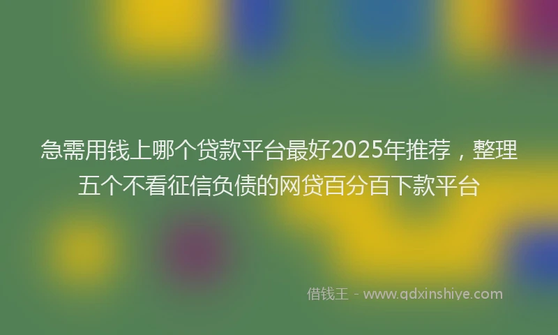 急需用钱上哪个贷款平台最好2025年推荐，整理五个不看征信负债的网贷百分百下款平台