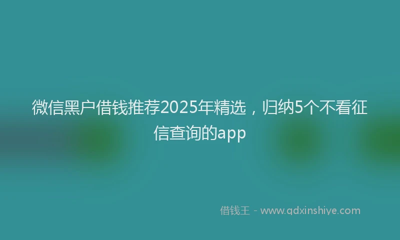 微信黑户借钱推荐2025年精选，归纳5个不看征信查询的app