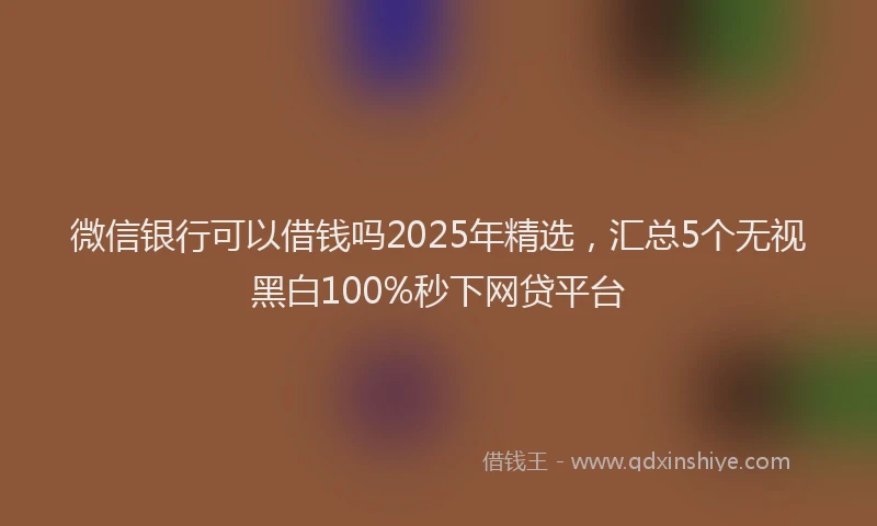 微信银行可以借钱吗2025年精选，汇总5个无视黑白100%秒下网贷平台