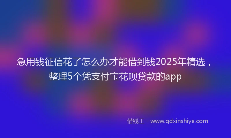 急用钱征信花了怎么办才能借到钱2025年精选，整理5个凭支付宝花呗贷款的app