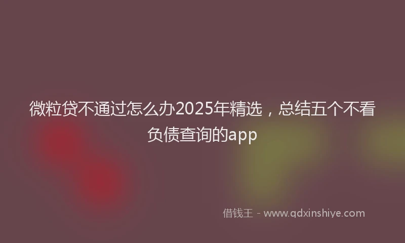 微粒贷不通过怎么办2025年精选，总结五个不看负债查询的app