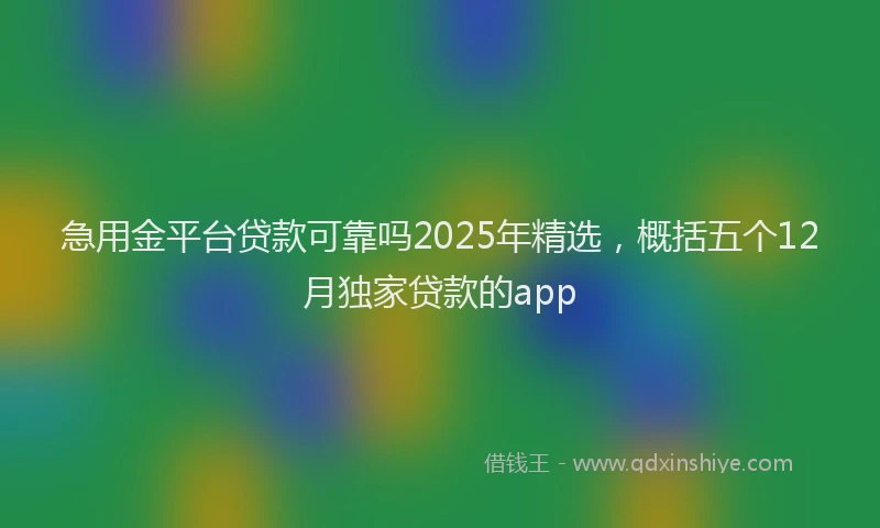 急用金平台贷款可靠吗2025年精选，概括五个12月独家贷款的app