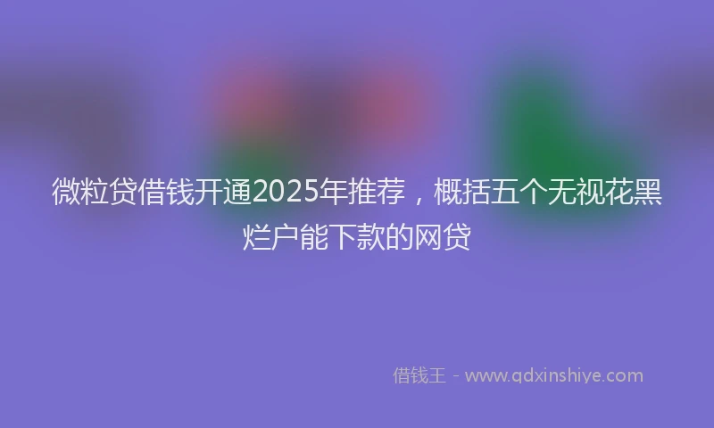 微粒贷借钱开通2025年推荐，概括五个无视花黑烂户能下款的网贷