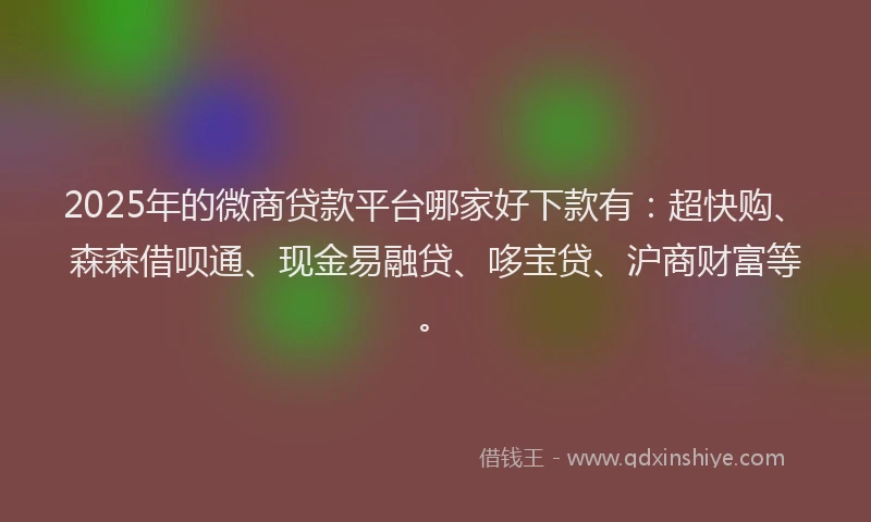 2025年的微商贷款平台哪家好下款有：超快购、森森借呗通、现金易融贷、哆宝贷、沪商财富等。