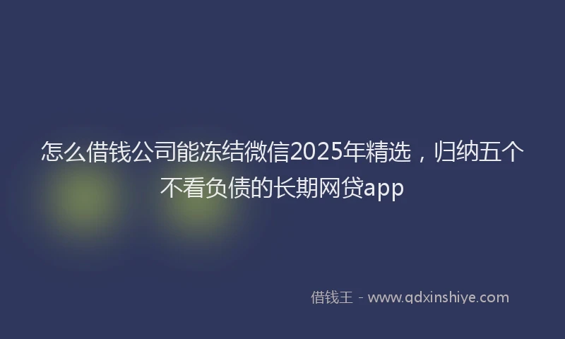 怎么借钱公司能冻结微信2025年精选，归纳五个不看负债的长期网贷app