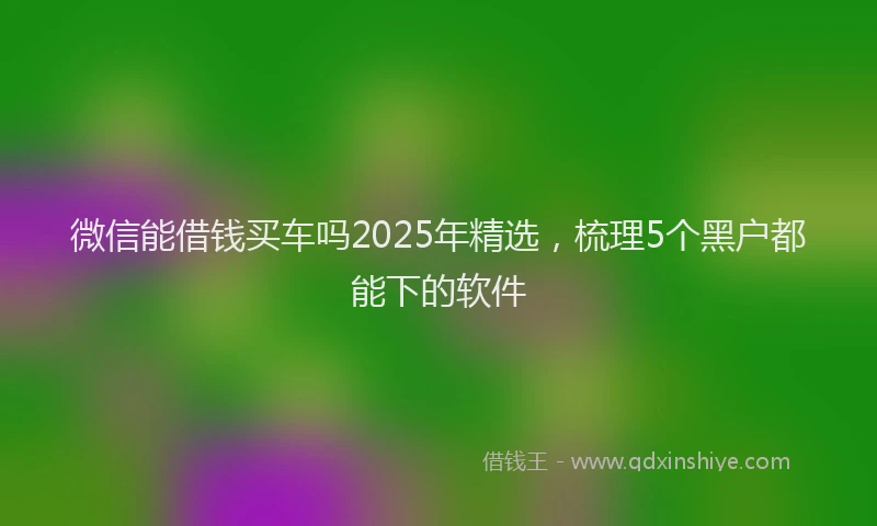 微信能借钱买车吗2025年精选，梳理5个黑户都能下的软件