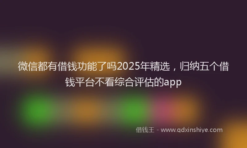 微信都有借钱功能了吗2025年精选，归纳五个借钱平台不看综合评估的app