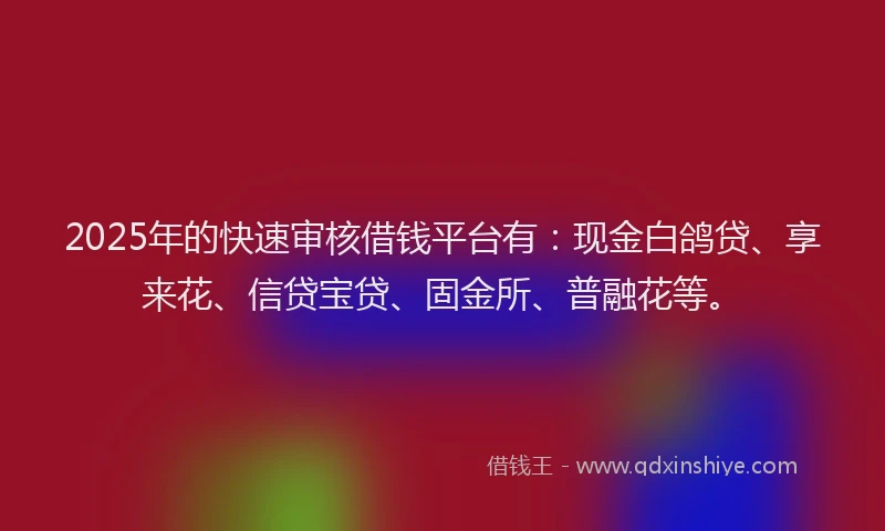 2025年的快速审核借钱平台有：现金白鸽贷、享来花、信贷宝贷、固金所、普融花等。