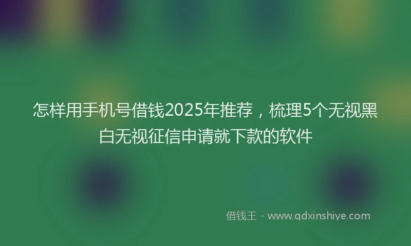 怎样用手机号借钱2025年推荐，梳理5个无视黑白无视征信申请就下款的软件